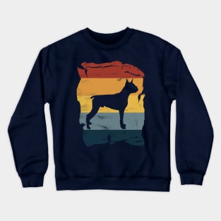 Boxer Dog Distressed Vintage Retro Silhouette Crewneck Sweatshirt